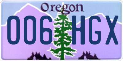 OR license plate 006HGX