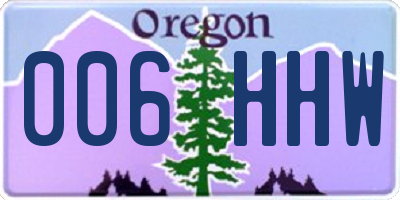 OR license plate 006HHW