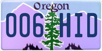 OR license plate 006HID