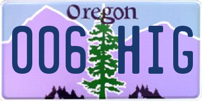 OR license plate 006HIG
