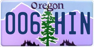 OR license plate 006HIN