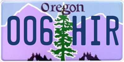OR license plate 006HIR