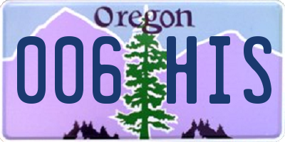 OR license plate 006HIS