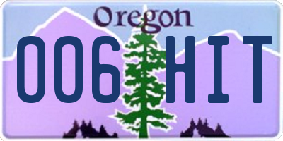 OR license plate 006HIT