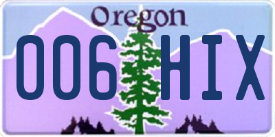 OR license plate 006HIX
