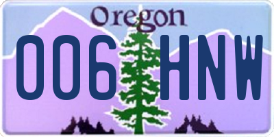 OR license plate 006HNW