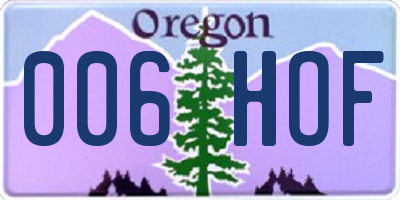OR license plate 006HOF
