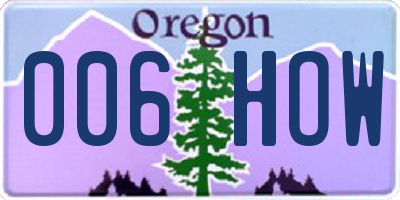 OR license plate 006HOW