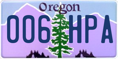 OR license plate 006HPA