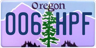 OR license plate 006HPF