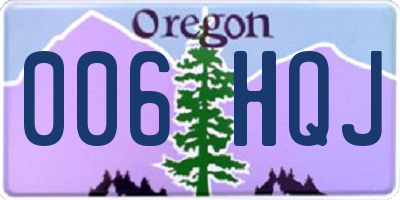 OR license plate 006HQJ