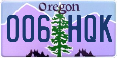 OR license plate 006HQK
