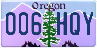 OR license plate 006HQY