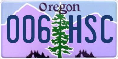 OR license plate 006HSC