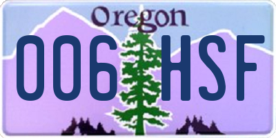 OR license plate 006HSF