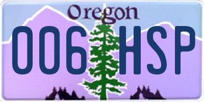 OR license plate 006HSP
