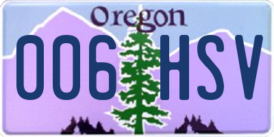 OR license plate 006HSV