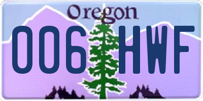 OR license plate 006HWF