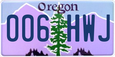 OR license plate 006HWJ