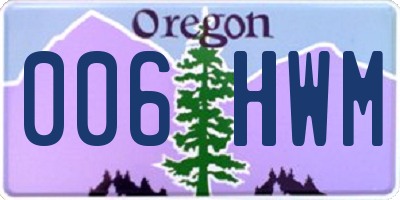 OR license plate 006HWM