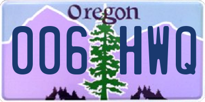 OR license plate 006HWQ