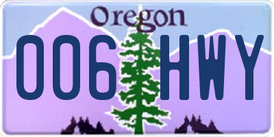 OR license plate 006HWY