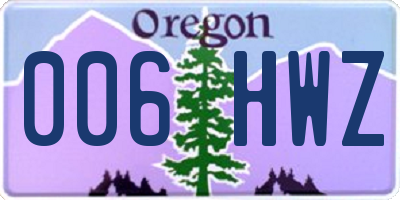 OR license plate 006HWZ