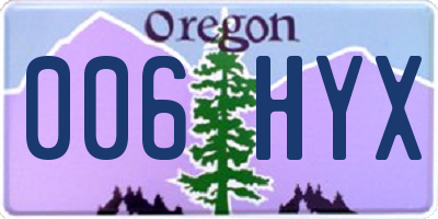 OR license plate 006HYX
