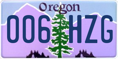 OR license plate 006HZG