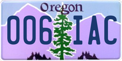 OR license plate 006IAC