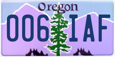 OR license plate 006IAF