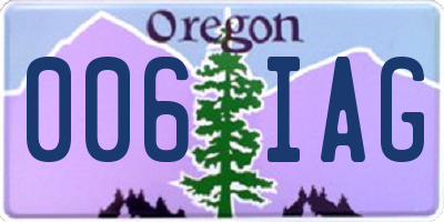 OR license plate 006IAG