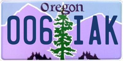 OR license plate 006IAK
