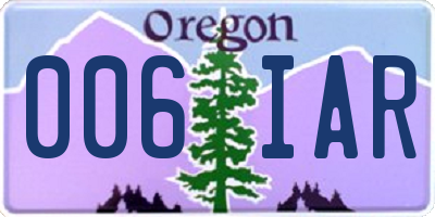 OR license plate 006IAR
