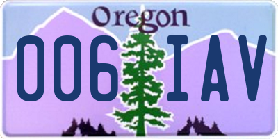 OR license plate 006IAV
