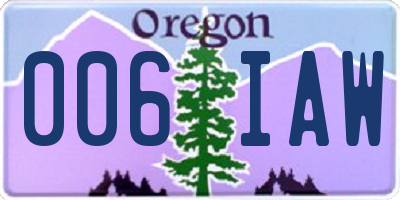 OR license plate 006IAW