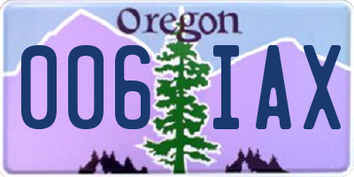 OR license plate 006IAX