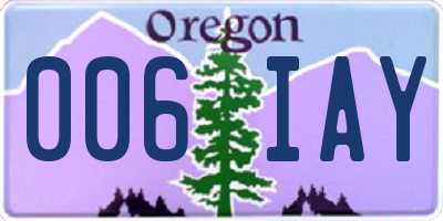 OR license plate 006IAY
