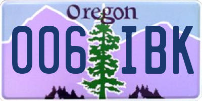 OR license plate 006IBK