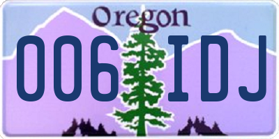 OR license plate 006IDJ