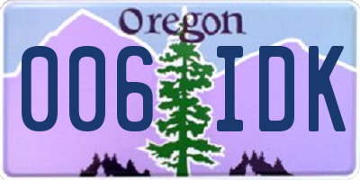 OR license plate 006IDK