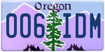 OR license plate 006IDM