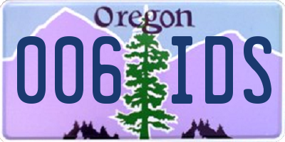 OR license plate 006IDS