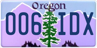 OR license plate 006IDX