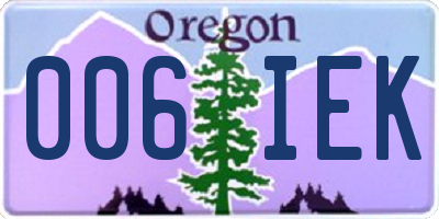 OR license plate 006IEK