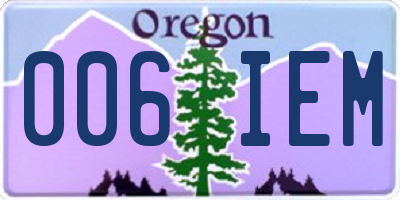 OR license plate 006IEM