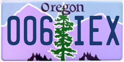 OR license plate 006IEX