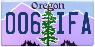 OR license plate 006IFA