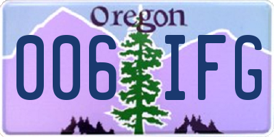 OR license plate 006IFG