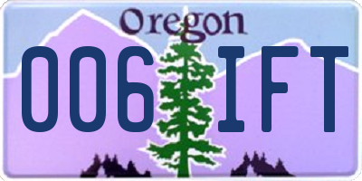 OR license plate 006IFT